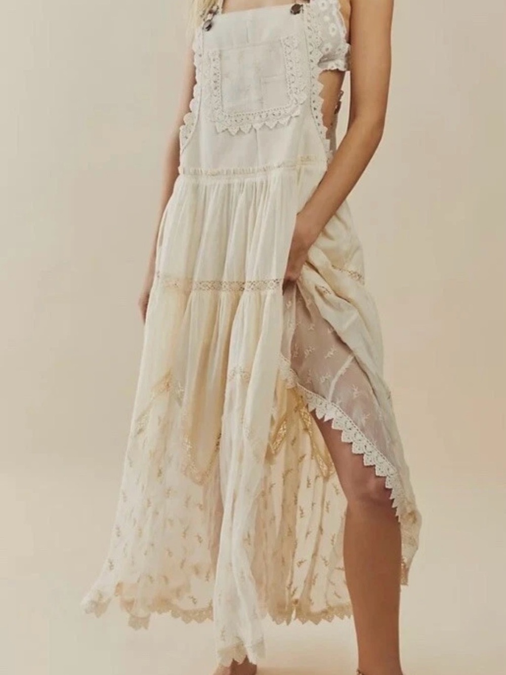 Free People Cream Lace Maxi Dress